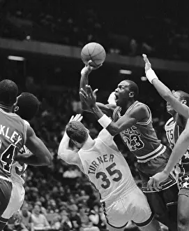 Prints of (Original Caption) MJ's Iconic Moments: A Very Intense Michael Jordan Trying to Score