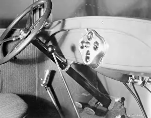 Steering Wheel Prints: Interior of 1928 Ford Automobile