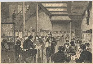 Banking Prints: Interior of Early Bank with Customers