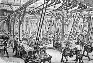 1860s Prints: Interior Of Factory In 1865