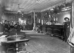 Gambling Prints: Interior Of Gambling Bar With Men Inside