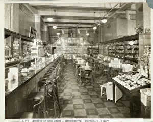 Drugstore Prints: Interior Of Luncheonette And Drug Store