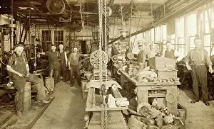 Lathe Prints: Interior of Metal Factory of 1900s