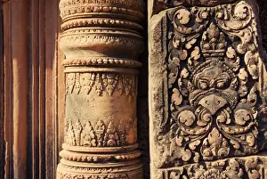 Banteay Srei Prints: Intricate sandstone bas relief, Banteay Srei