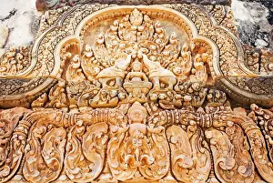 Banteay Srei Prints: Intricate sandstone bas relief, Banteay Srei