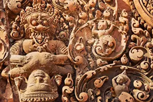 Banteay Srei Prints: Intricate sandstone bas relief, Banteay Srei