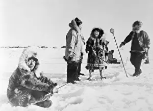 Inuit and Tourists Fishing in Bering Sea