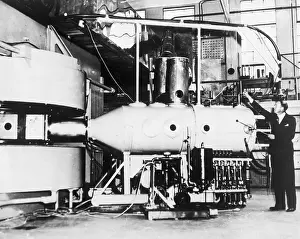 Inventor Ernest Orlando Lawrence Next to a Cyclotron