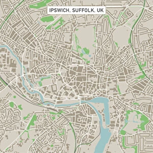 Aerial View Collection: Ipswich Suffolk UK City Street Map