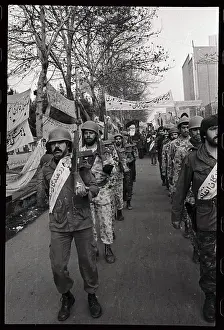 Iranian Soldiers Marching With Rifles