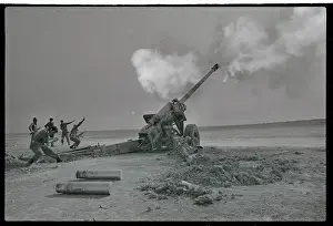 Iraqi Soldiers Firing Artillery at Advancing Iranians