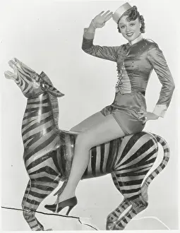 Iris Adrian Posing on Fake Zebra
