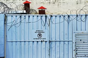 Images Dated 1st January 2014: Iron gate with barbed wire, Windhoek, Namibia