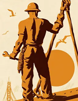 Illustration And Paintin Prints: Iron Worker