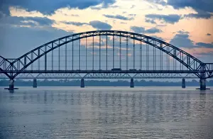 Amarapura Prints: Irrawaddy bridge at sunset with reflection sky Myanmar Asia