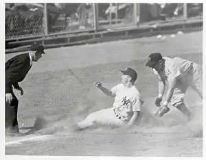 Irv Noren Sliding Into Third Base