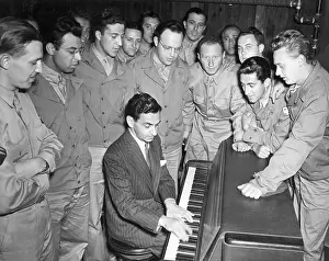 Songwriter Prints: Irving Berlin Playing Piano;Us Troops