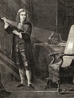 Isaac Newton Performing Experiment