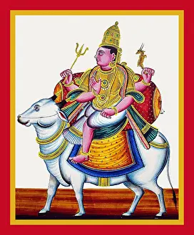 Jewels Prints: Īśāna sits on the caparisoned and bejeweled Nandi