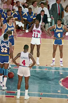 Arms Outstretched Prints: Isiah Thomas Gestures to Magic Johnson on the Court