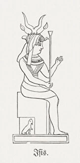 Images Dated 9th June 2014: Isis, egyptian goddess, wood engraving, published in 1881