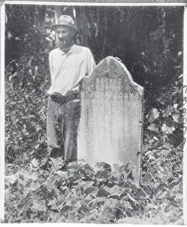 Islander Posing at Grave of Bounty Mutineer