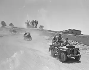 Israeli Army Jeep Commandos Leaving Base