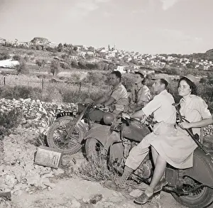 Israeli Prints: Israeli Army Men and Women on Motorcycles