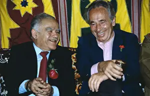 Israeli Leaders Yitzhak Shamir and Shimon Peres at Ceremony