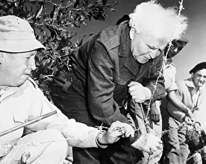 Israeli Prime Minister David Ben-Gurion Planting Trees