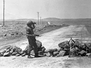Syria Prints: Israeli Soldier Checking Area with Binoculars