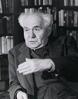Bookshelf Prints: Israeli Statesman David Ben Gurion Gesturing