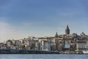 Images Dated 4th April 2013: Istanbul city with Galata tower from distance