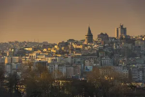 Images Dated 4th April 2013: Istanbul city with Galata tower from distance