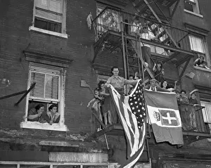 Italian-Americans Waving Flags