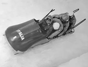 Italian Bobsled Team Competing in Winter Olympics