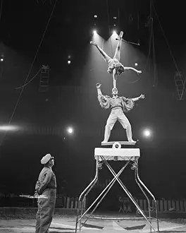 Balancing Prints: Italian Circus Performers Balancing on Cylinder