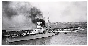 Naples Prints: Italian Ship Shown Along With Destroyers