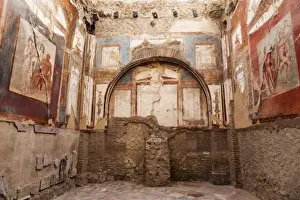 Mural Prints: Italy, Campania, Ercolano, Old mural on walls of ruins of Herculaneum