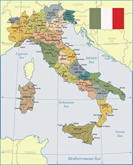 Top Sellers - Art Prints Gallery: Italy Map - illustration