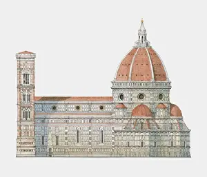 Renaissance Prints: Italy, Tuscany, Florence, Basilica di Santa Maria del Fiore (Florence Cathedral)