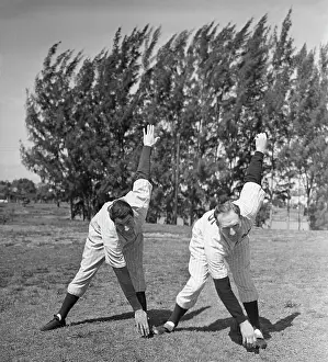 Outfielder Prints: J. Dimaggio And Charles Ruffing Exercise