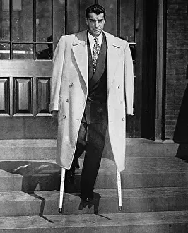 Crutches Prints: J. Dimaggio Leaving Hospital On Crutches