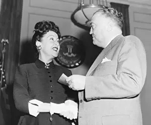 Edgar Hoover Prints: J. Edgar Hoover and Ethel Merman Shaking Hands