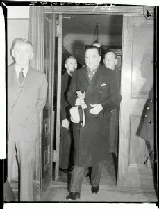 Edgar Hoover Prints: J. Edgar Hoover Leaving Court Holding Gloves and Hat