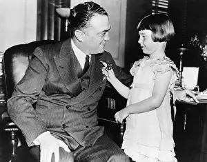 Edgar Hoover Prints: J Edgar Hoover Receiving Buddy Poppy from Young Girl