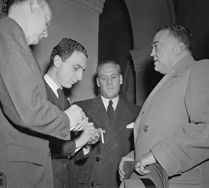 J. Edgar Hoover Speaking to Reporters