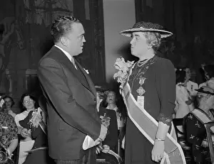 Edgar Hoover Prints: J. Edgar Hoover Talking to Woman