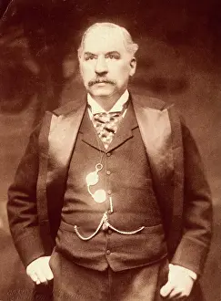Brown Background Prints: J. P. Morgan Standing with Hands in Pockets