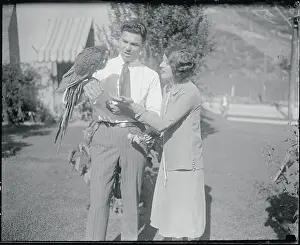 Multiethnic Prints: Jack Dempsey with Parrrot and Wife